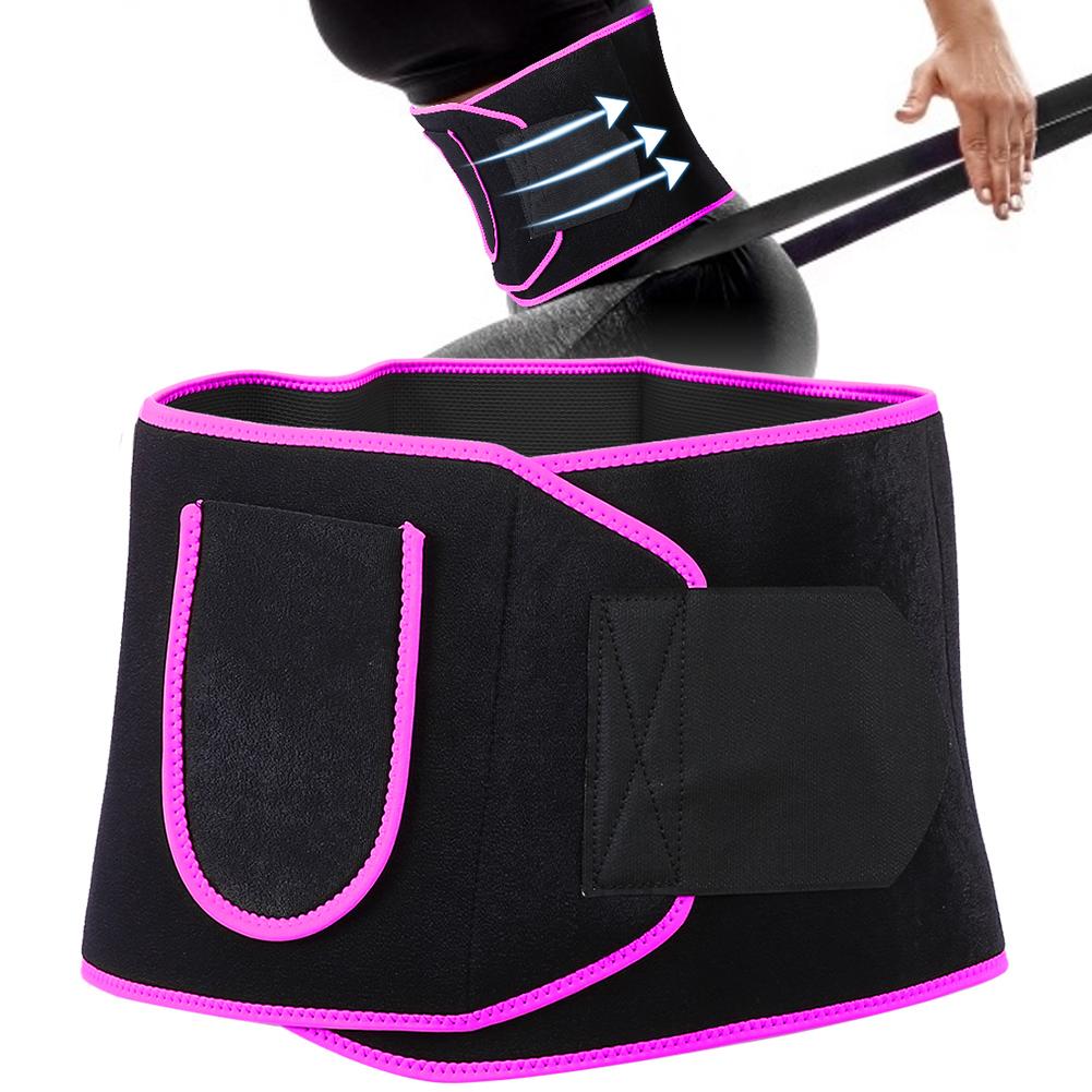 Waist Trainer Belt Women Elastic Sweating Waist Protective Fitness Body Shaping Belt (M)Rose Red
