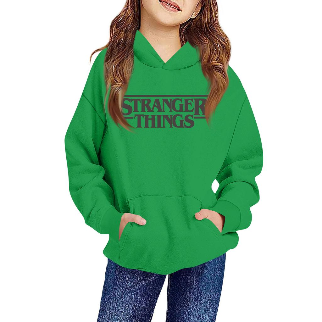 Kinder Langarm Lockerer Pullover Buchstabenaufdruck Kordelzug Kapuzen-Sweatshirt