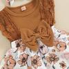 Baby Girl Summer Jumpsuit 3 6 12 18 Months Floral Print Lace Patchwork Romper Dress and Headband Set Cute Fashion Clothes Outfits