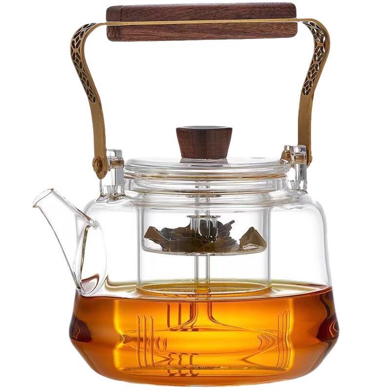 Heat-Resistant Glass Teapot with Lift Handle