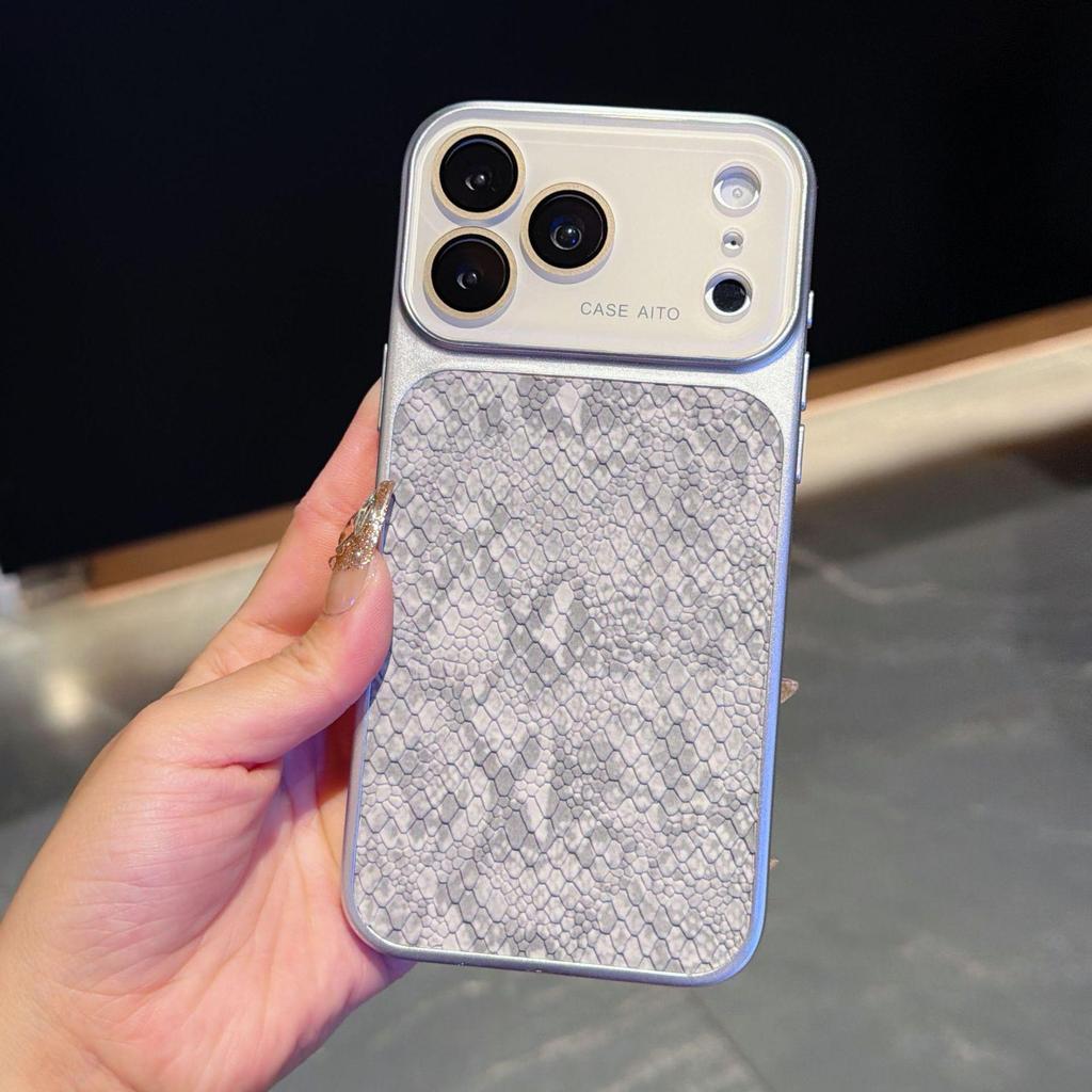 iPhone 17 Pro Max Crocodile Pattern Case with Apple 16 Lens Film & Soft Edge
