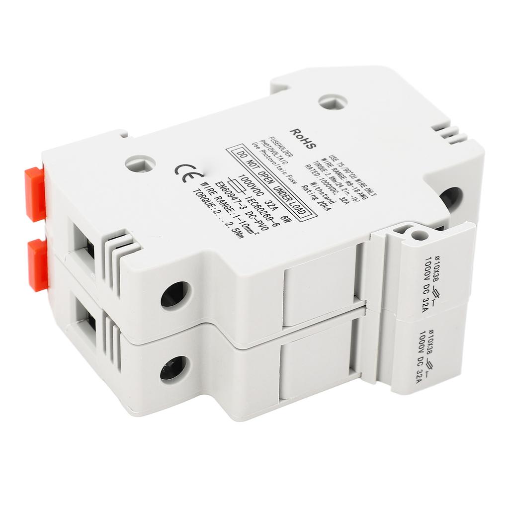 DC Fuse Holder Quick Breaking 2P 32A 10x38 Photovoltaic Fuse Holder with 30A PV Fuses 1000VDC