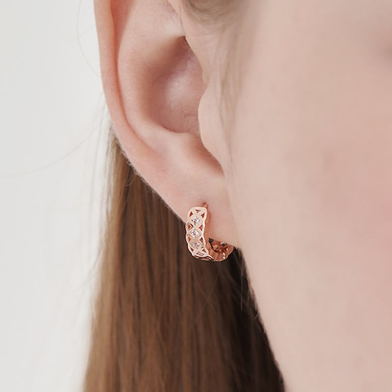 CRANNE 14K GF Ballroom Carved Stone One-Touch Ring Earrings C24EGF197