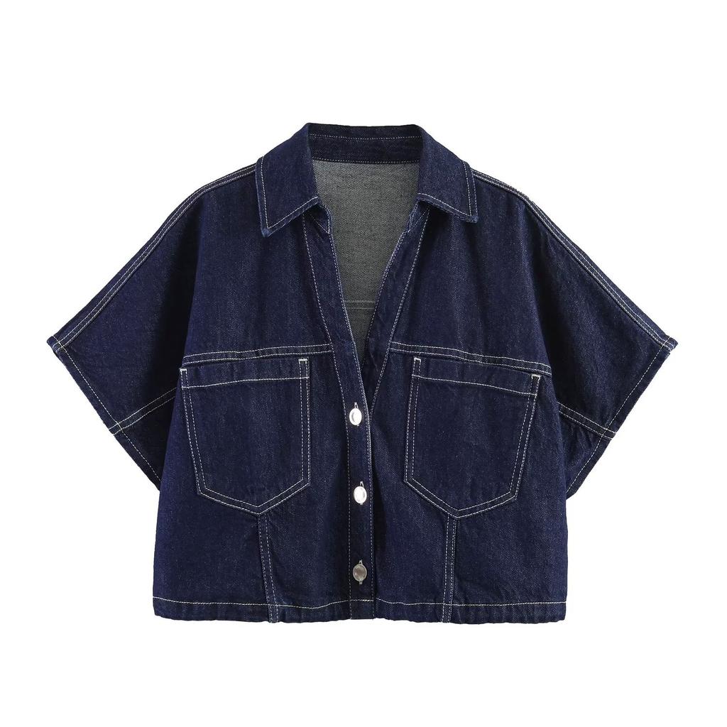 European and American French women's clothing fashionable and versatile temperament casual, denim short shirt + denim skirt pants