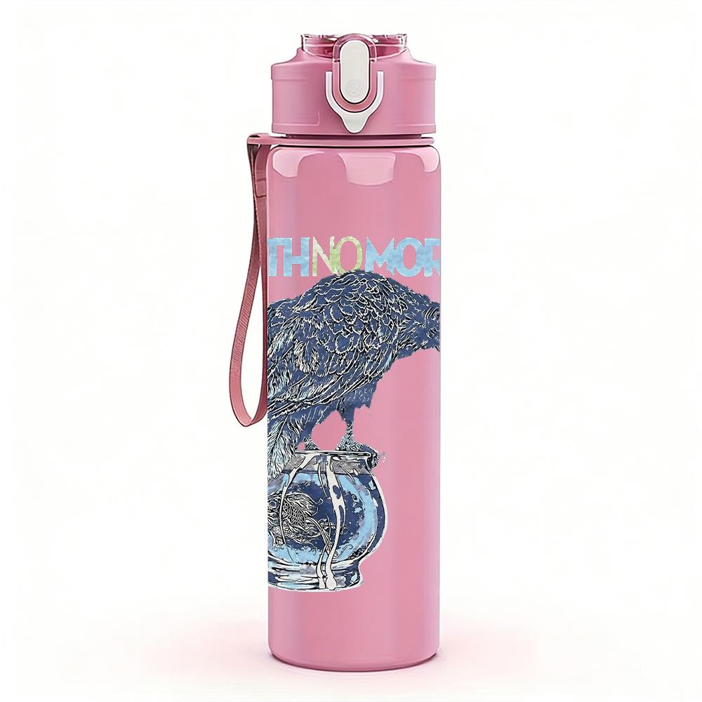 1PC Faith no more eagle circular logo print 750ml colorful plastic sports water bottle leakproof pop up lid with straw for outdoor work home use