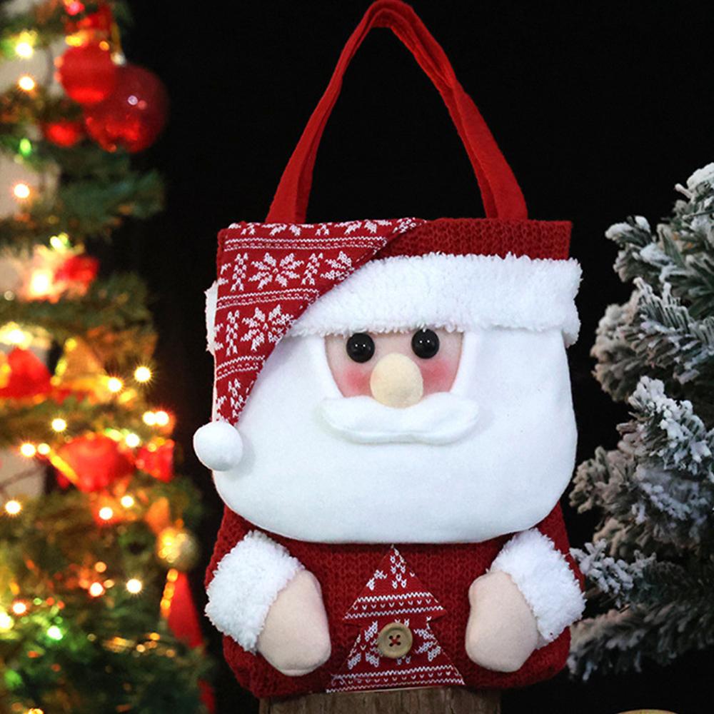 1pc Christmas Candy Bag Cloth Santa Claus Snowman Elk New Year Christmas Eve Decoration Cartoon Apple Candy Gift Storage Bags