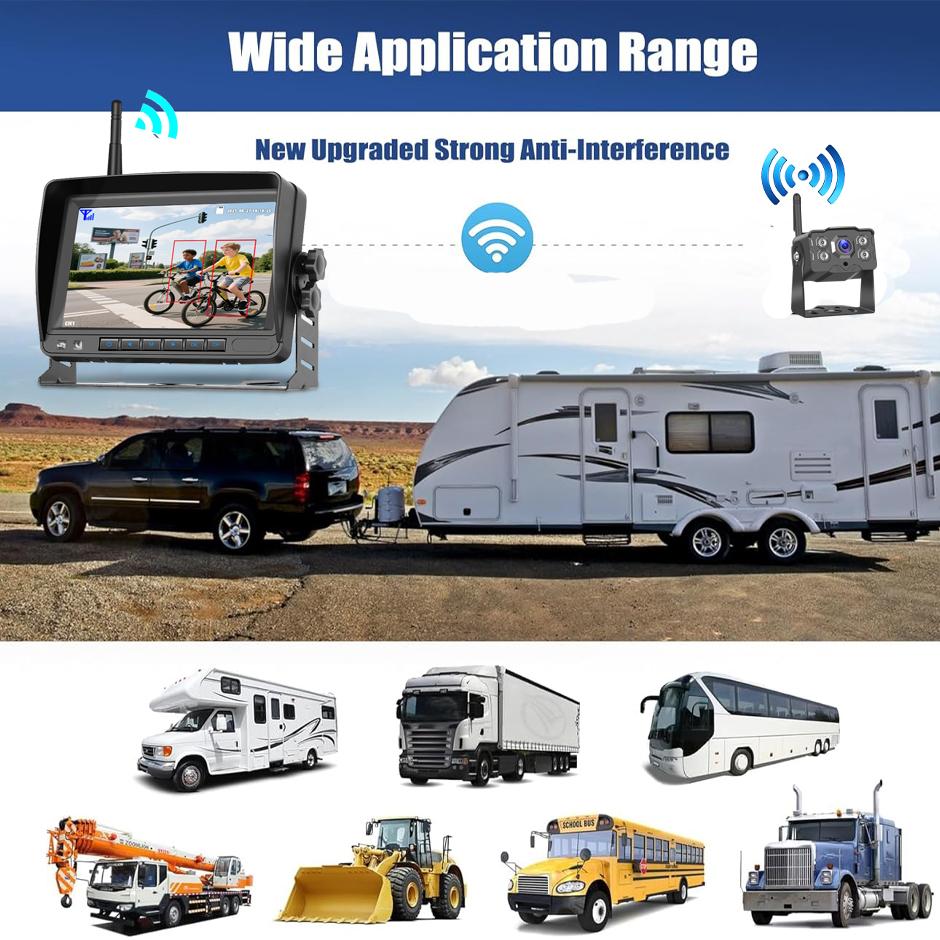 DVR Wireless Infrared Backup Camera Night Vision Rear View AHD Dashcam 7'' BSD Monitor AHD for Car Truck Bus RV Trailer Forklift