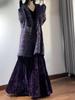 Velvet High Waist Fishtail Skirt - Chinese Style, Long Flare, Autumn/Winter Collection for Women