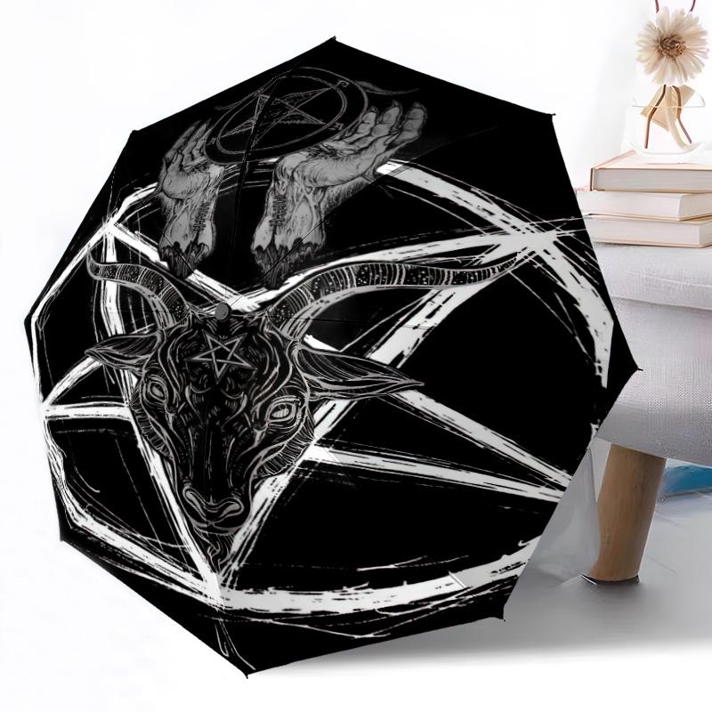 Zewnętrzny Automatyczny Parasol z Wzorem Czaszki, Składany Design z 8 Żebrami, Wytrzymały, Lekki, Na Każdą Porę Roku, Elegancki Damski Parasol
