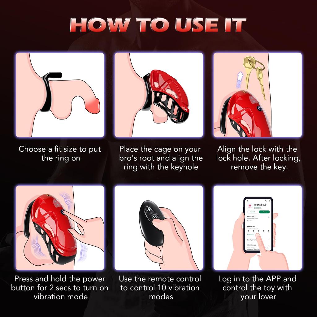 Remote Control Vibrating Chastity Lock Male Chastity Penis Lock Abstinence Bondage Adult Erotic Sex Toys For Men 18+