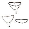 Sweet Cool Aesthetic Stackable Black Rope Necklace with Alloy Heart Charm for Layer Look Enthusiasts