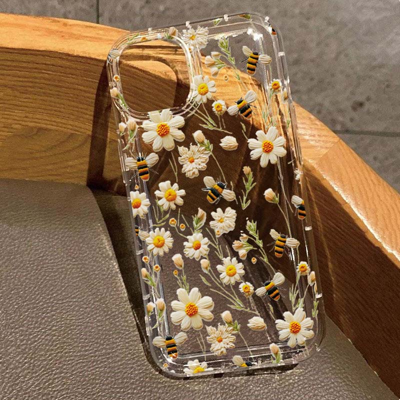 Floral Flower Print Clear Phone Case For Samsung Galaxy S25 Ultra S24 S23 S22 Plus S21 FE A55 A35 A15 A34 A54 A33 A53 A52 Cover