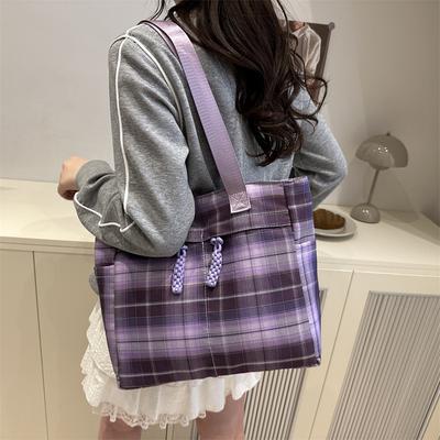 Casual Plaid Design Women's Shoulder Bags Student Large Capacity Ladies Underarm Tote Commuter Female Multi-pocket Handbags