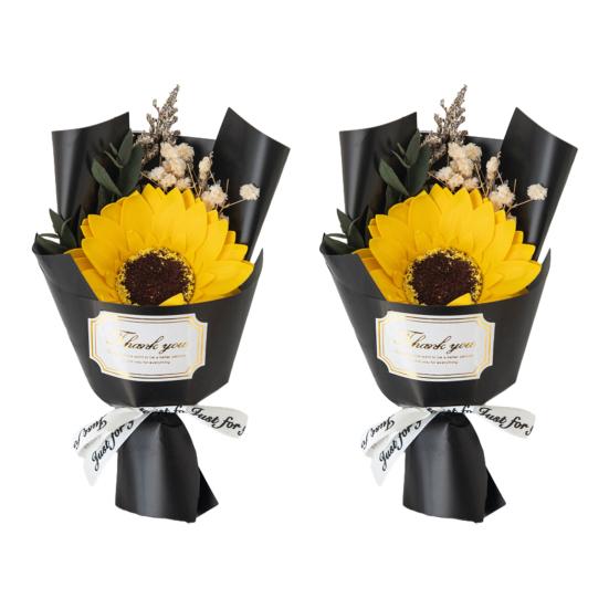 1/2Pcs Mini Fake Rose Sunflower Bouquet Handcrafted Soap Flower Petals Artificial Floral Decoration Valentine's Day Anniversary Birthday Romantic Gift