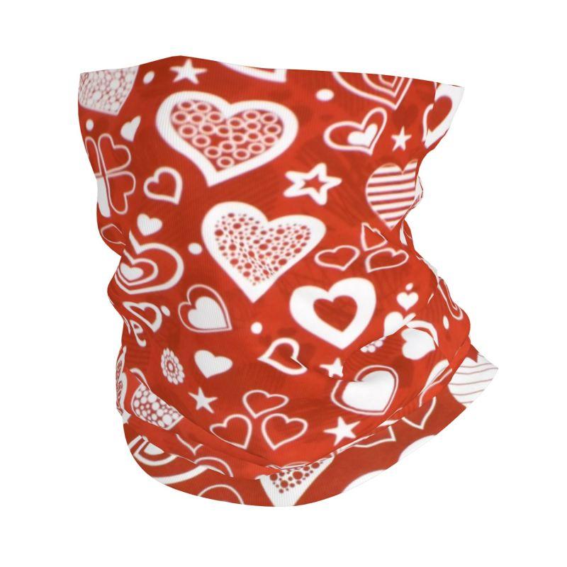 Pink Red Love Hearts Bandana Neck Warmer Women Men Hiking Camping Tube Mask Scarf Motorcycle Headband Gaiter Face Cover