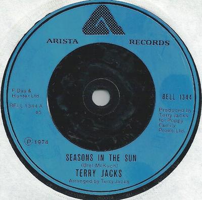 Płyta 7-calowa TERRY JACKS - Seasons In The Sun BELL1344 Arista 1977 UK Rock Używana