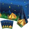 4 Pack Camping Tablecloth Campfire Theme Birthday Party Table Cloth Camp Party Decorations Nature Hunting Table Covers for Forest Adventure Picnic