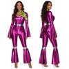 Γυναικείο Μεταλλικό Λαμπερό Jumpsuit 70s Disco με Μαντήλι και Φαρδιές Μανσέτες Rompers