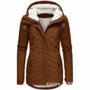 Women's Plus Size Thick Fleece Lined Parka, Winter Autumn Lamb Wool Hooded Mid-length Casual Warm Puffer Coat