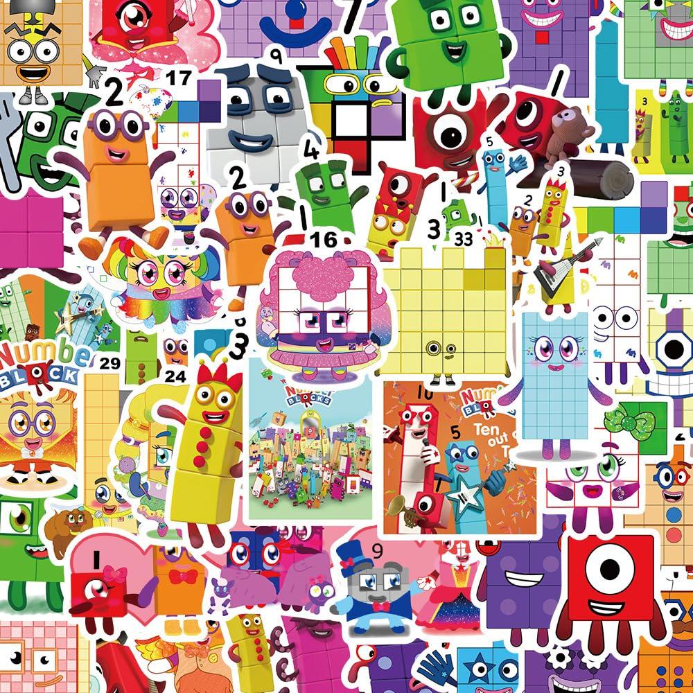

Numberblocks PVC Waterproof Stickers for Kids and and Animation MacBook Stickers, 50-Piece Set, Toddlers, Math, Numbers, English, Educational,