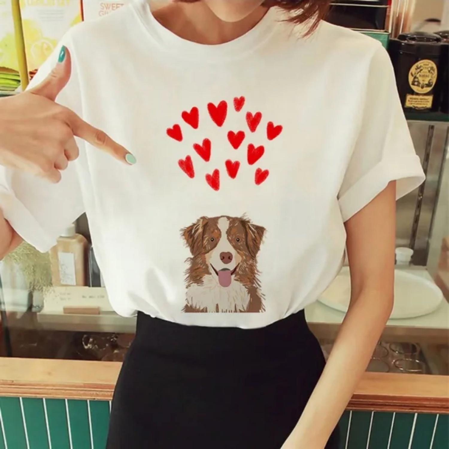 

Cute Cartoon Dachshund T-shirt Female Simple Sexy Loose Ultra-hot Thin Section Slim Plus Size Casual T-shirt XXXXXL білий