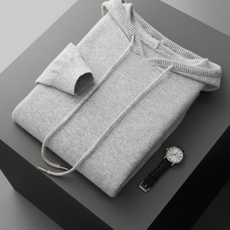 Men's Thick Wool Knit Pullover Hoodie - Autumn/Winter Collection