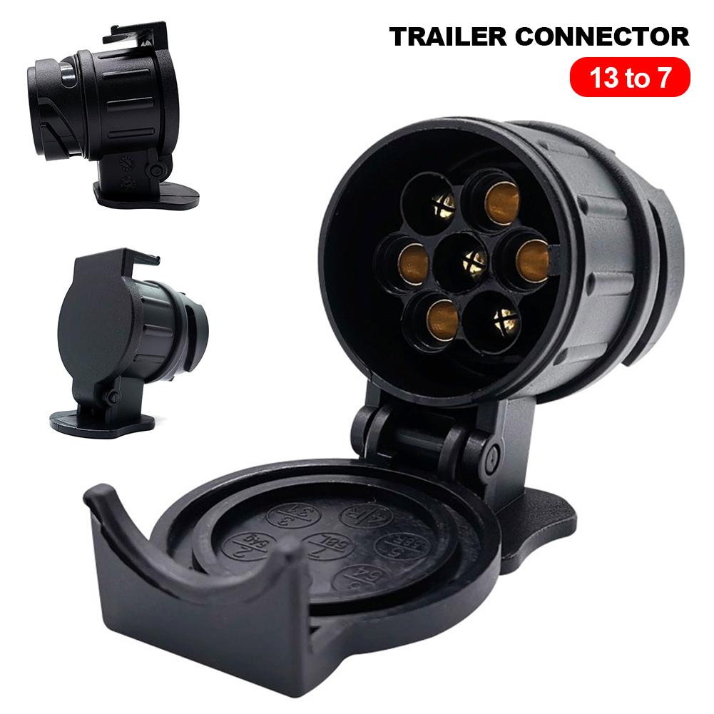 13 To 7 Pin Durable Plug Adapter Trailer Connector 12V Towbar Towing Waterproof Plugs Socket Adapter Protect Connections RV Accessories