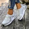 Casual Breathable Mesh Lace Up Sports Sneakers Women 2025 Autumn Fashion Zip Decoration Running Shoes Soft Wedge Heel Sneakers