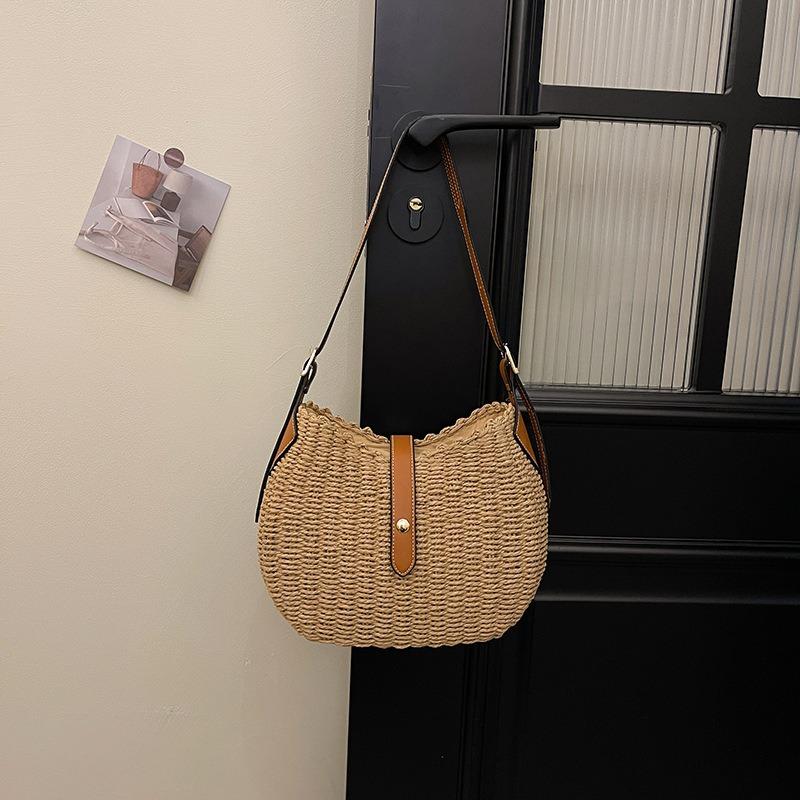 

Плетеная соломенная сумка женская новая нишевая сумка-мессенджер летняя универсальная высококлассная портативная сумка-ведро