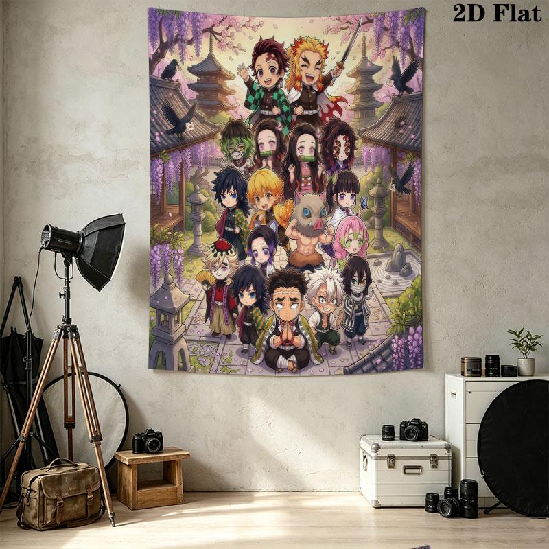 Клинок, рассекающий демонов Kimetsu No Yaiba Настенный гобелен Эстетичный настенный подвес Печатный тканевый плед Декоративные гобелены для спальни гостиной Домашний декор