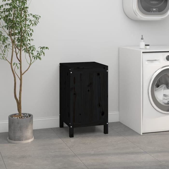 VidaXL Boîte à linge Noir 44x44x76 cm Bois massif de pin 823578