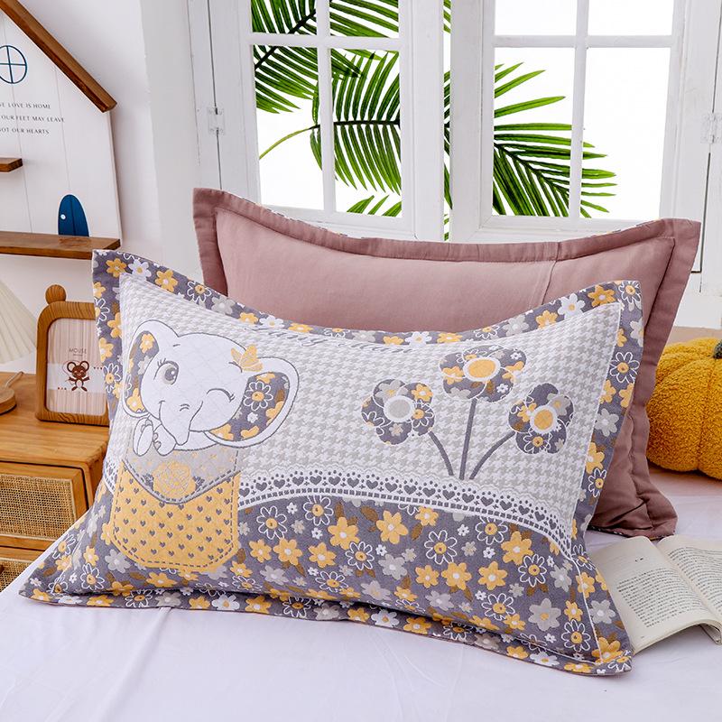 2 Piece Adult Children Household Cotton Gauze Pillowcase Fixed Not Falling Lace Couple Home Hotel Decor