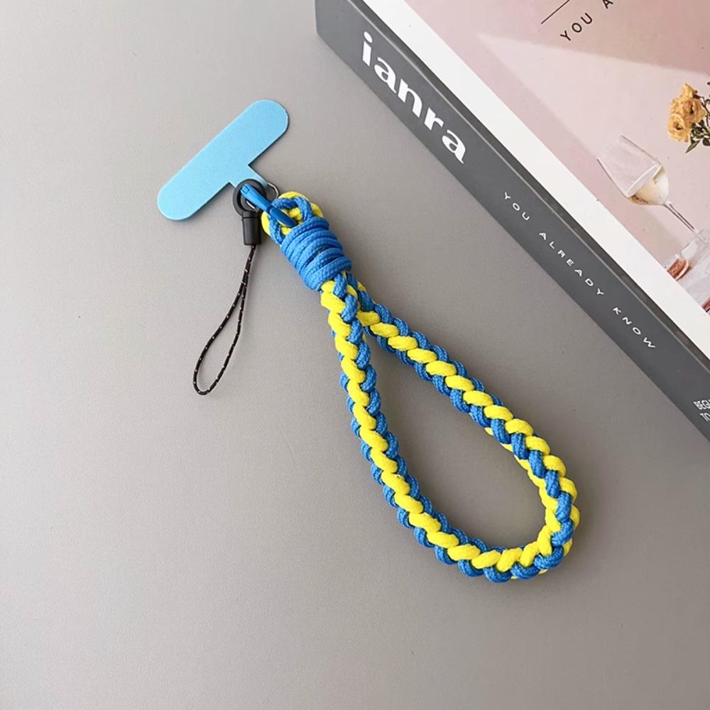 IN Korea Universal Braided Short Mobile Phone Lanyard Strap Hanging Chain Ring Cord with Patch Wrist Strap Cell Phone Detachable