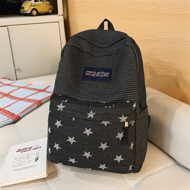 Star Print Backpack Junior High School Student Schoolbag
