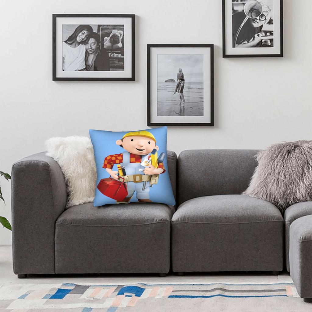 Pillow Case Cartoon B-Bob B-Builder Square Pillow Cover For Sofa Bedroom Home Decor Funny Pillowcases