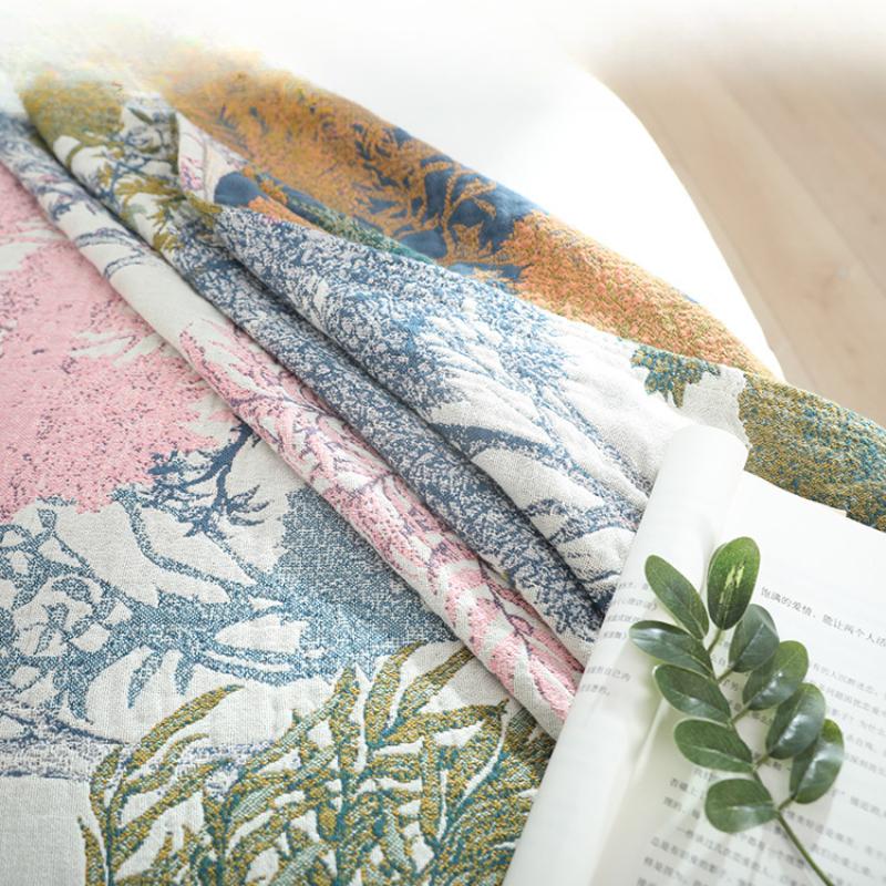 Willow Forest Throw Blanket 200x230cm,100% Cotton Blankets for Couch Bed,tassel Cotton Quilt Blankets for Farmhouse Home Decor Soft Lightweight Picnic