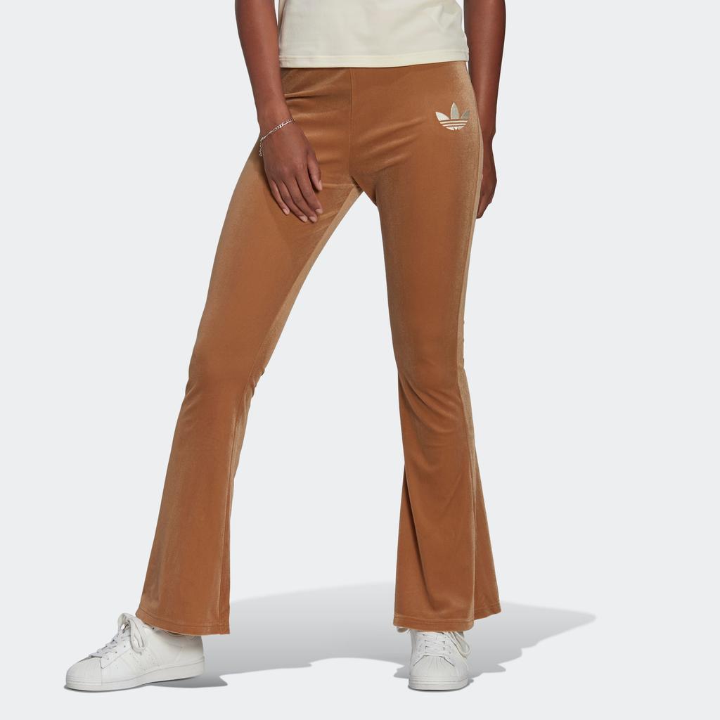 Adidas Originals Flared Leggings With Brand Logo Print Women Bottoms Brown IB2036