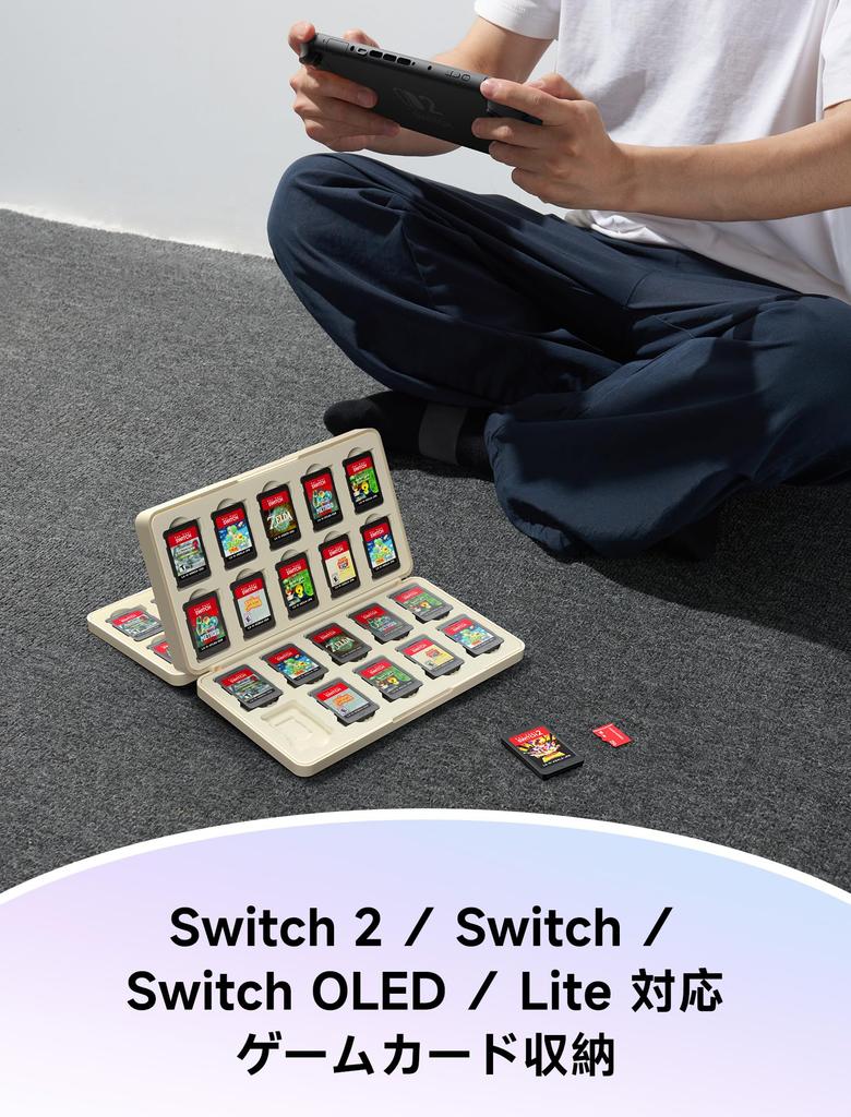 JSAUX Game Card Case for Switch 2 Holds 40 Game Cards 40 Micro SD Compatible with and OLED Magnetic Hard Organized and Retro + Cards, Switch, Lite,