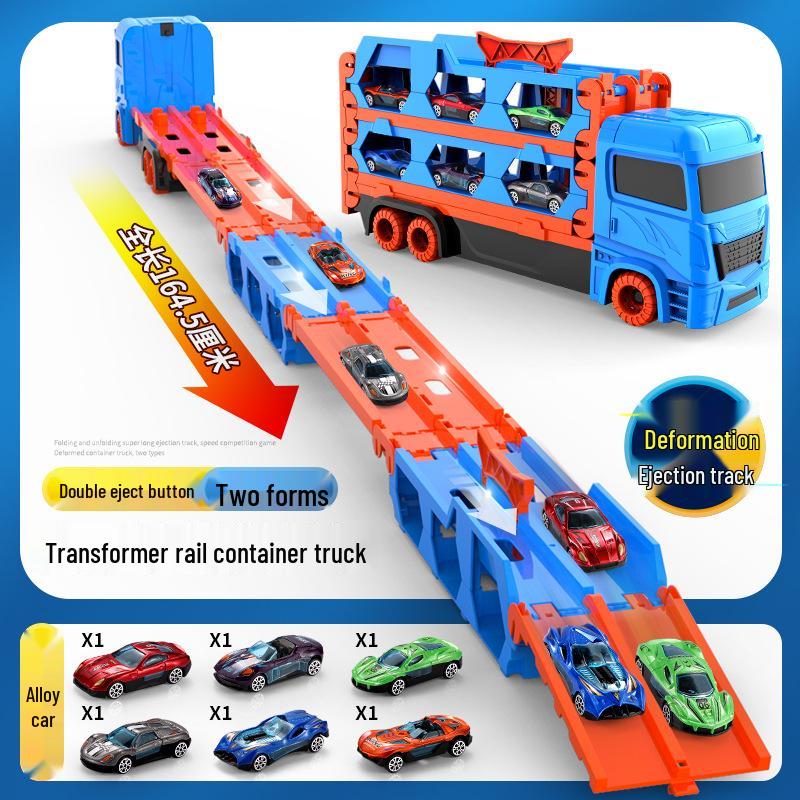 Children's Extra Large Transforming Toy Car Track & Alloy Racing Truck Set
