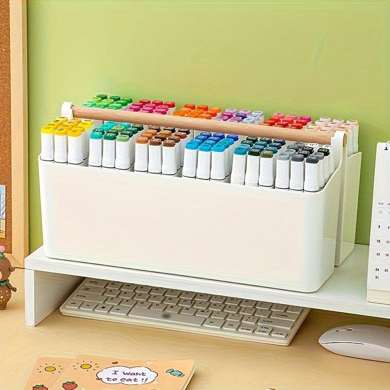 1pc Large Adjustable Plastic Storage Caddy with Handle - Portable Organizer for Art Supplies, Crafts, Colored Pencils, Makeup