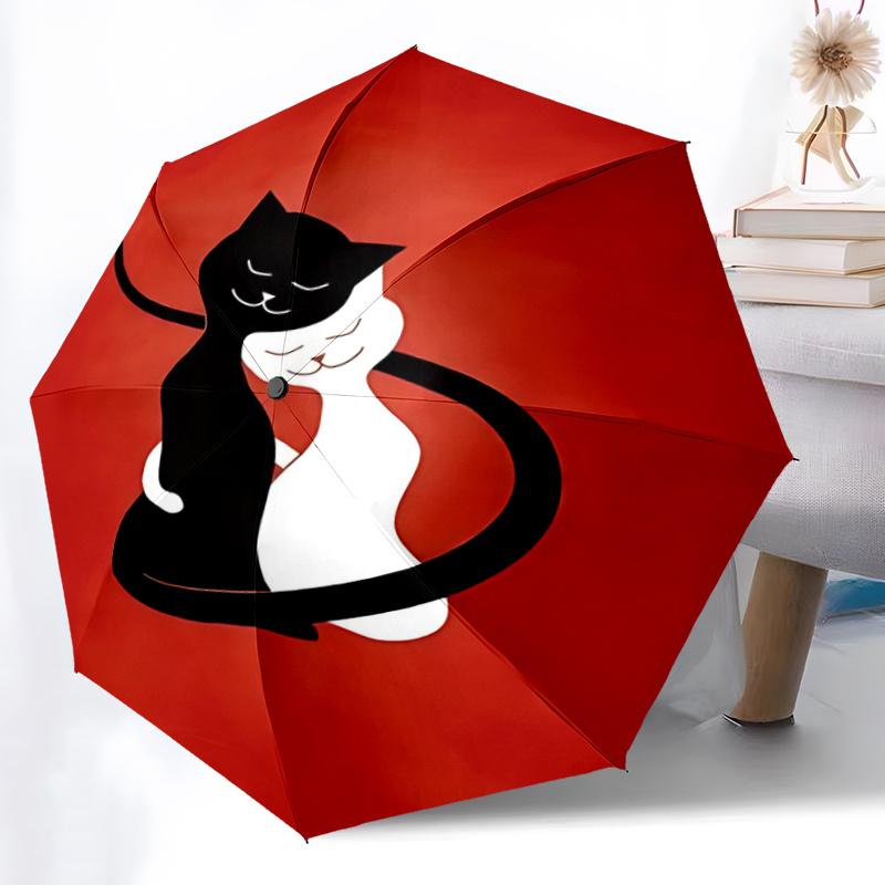 1pc Cats, Love Automatic Open/close Umbrella, 8-Rib sturdy structure, Auto Folding/Opening, Portable Travel Umbrella for Women, Parties c46