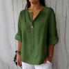 QICED Women's Fashion Casual Solid Color Print 3/4 Sleeves V Neck Blouses & Shirts Unique Design