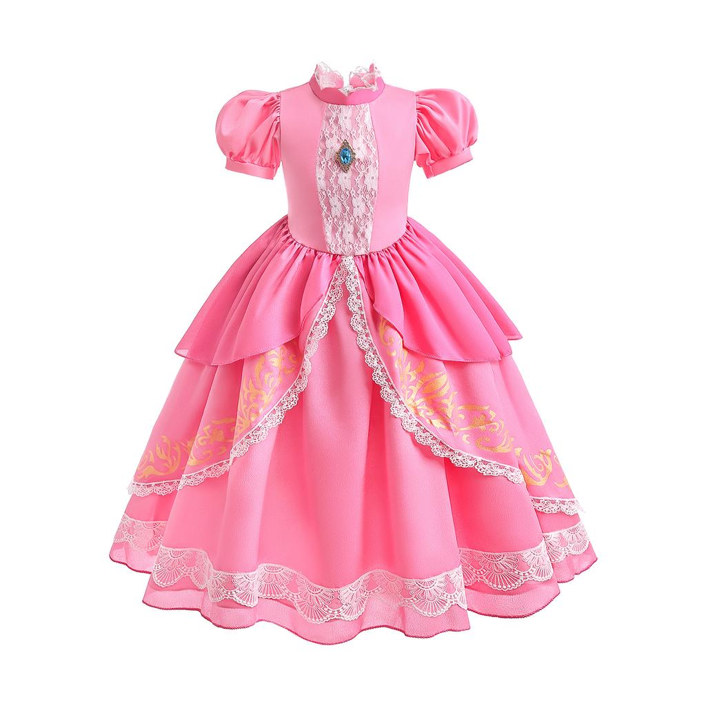 Halloween Cosplay Luegi Brother Costume Same Style Peache Princess Dress Girls Stage Performance Clothes Kids Birthday Carnival Party Outfits