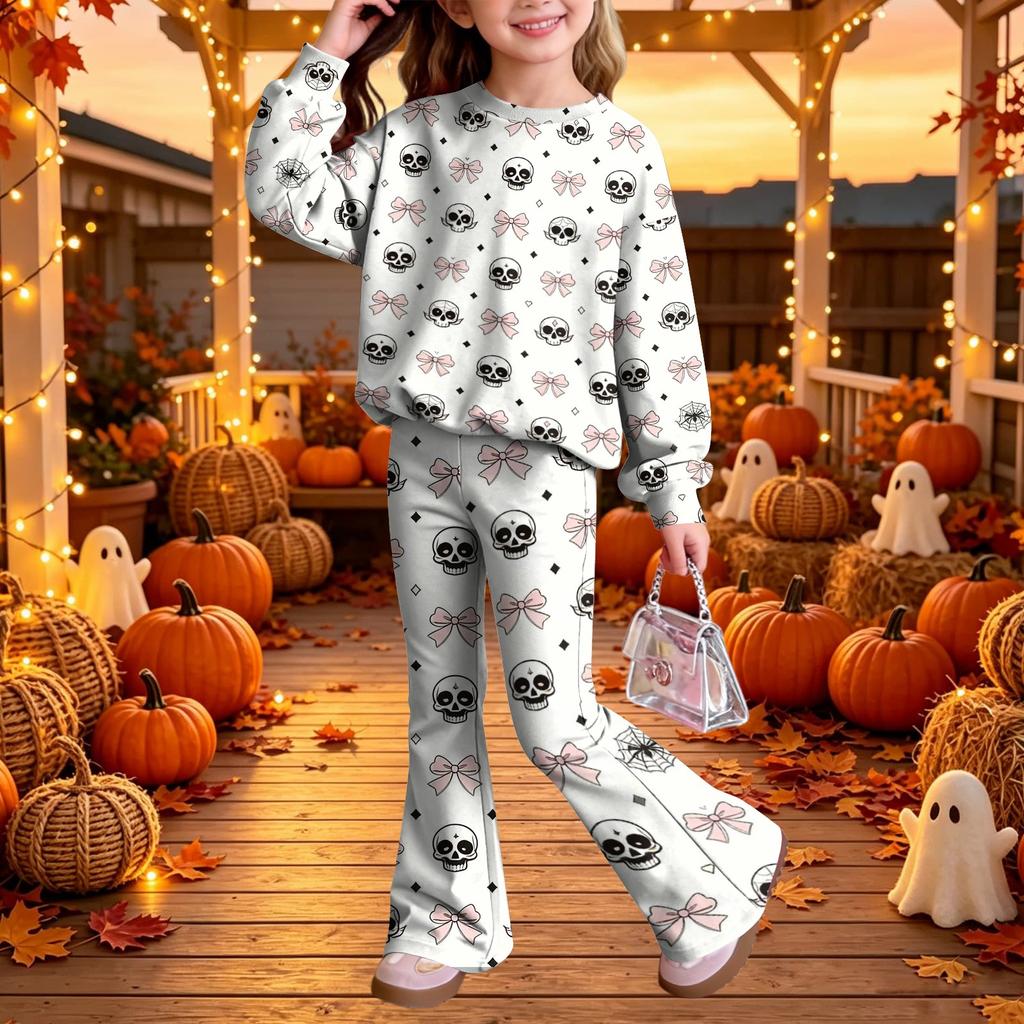 Kids Casual Long Sleeve Top and Pants 2-Piece Outfit Set for Boys Girls Everyday Wear
