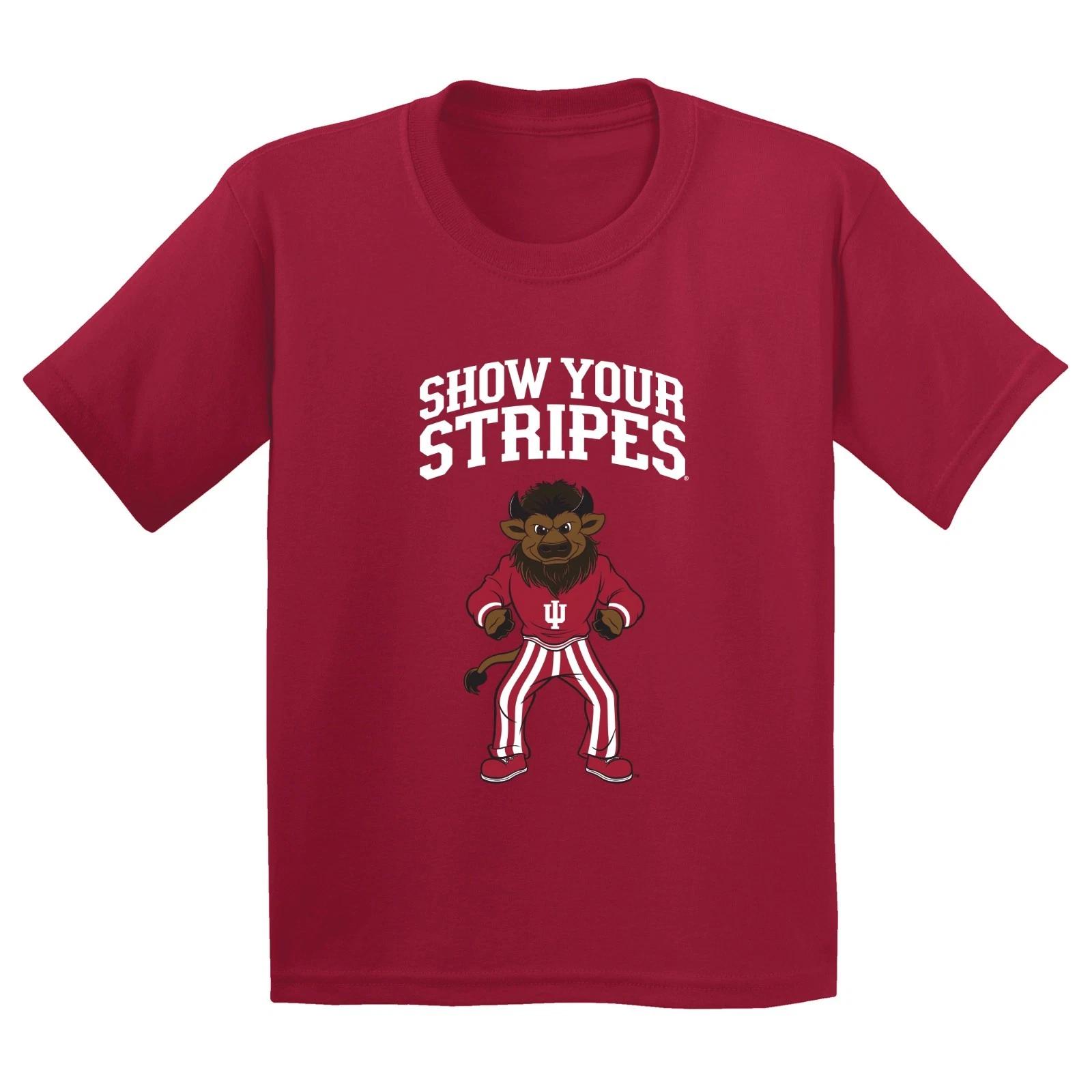 Indiana Show Your Stripes Mascot Spirit Mark Youth T-Shirt - Cardinal 2XL