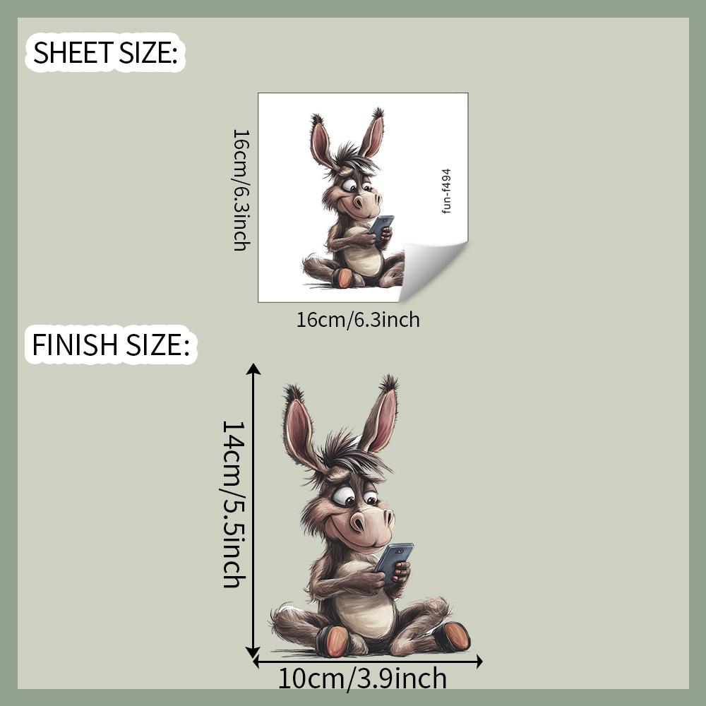 Забавная Ослица Использует Смартфон Наклейка на Автомобиль Креативная Водонепроницаемая Долговечная Автонаклейка 16x16CM