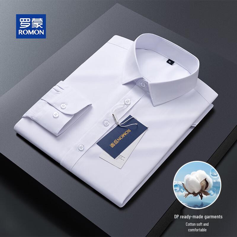 ROMON Men s Long Sleeve Solid Business Casual Shirt XL