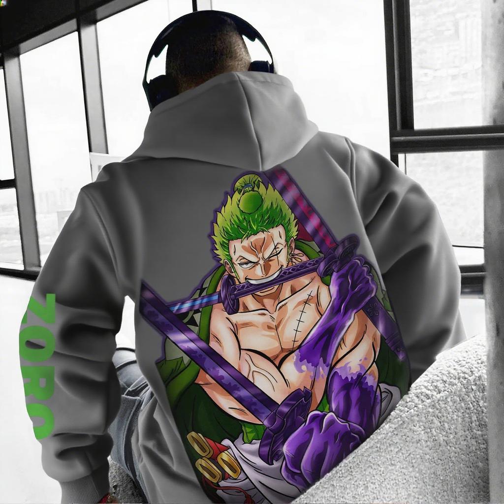 Spring Autumn Fashion One Piece Zoro Anime Hoodie Men Women Pullover Sweatshirt Cotton Streetwear Casual Graphic Hooded Sweater