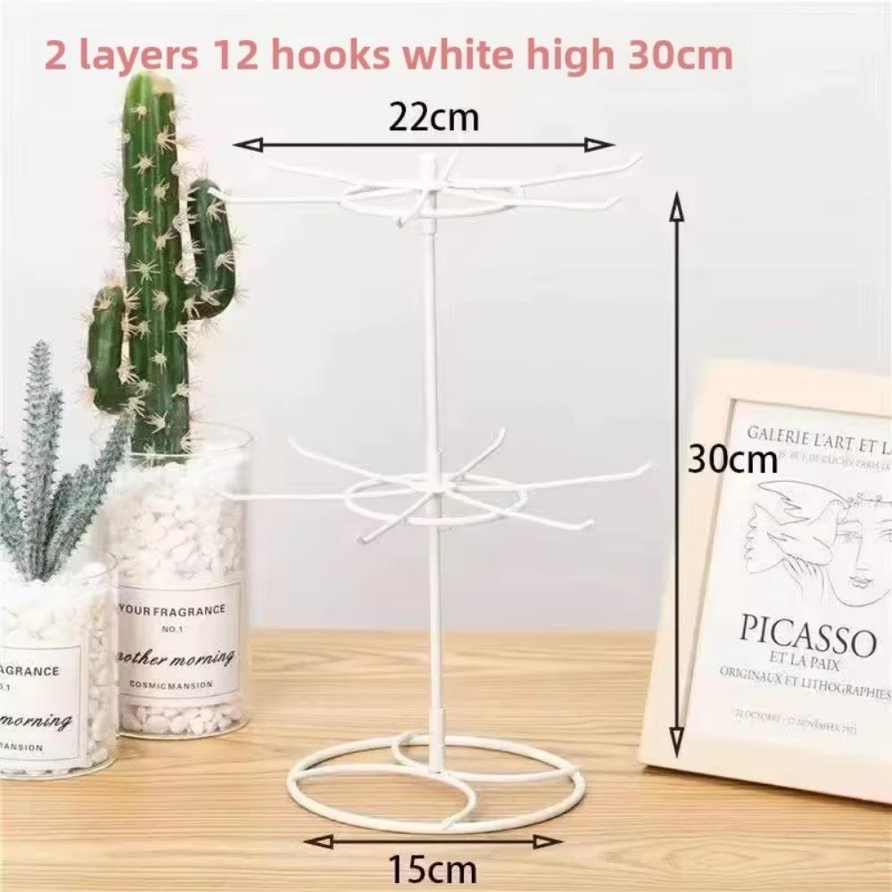 

Round Jewelry Display Rack 2 Tier Storage Rack New Jewelry Tree Stand for Necklaces Earring white-30cm