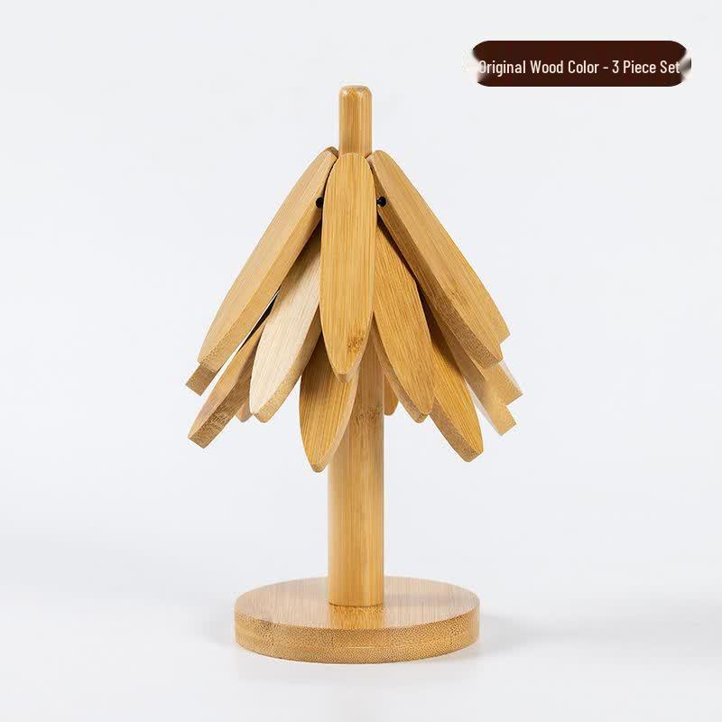 Bamboo Christmas Tree Coaster Set